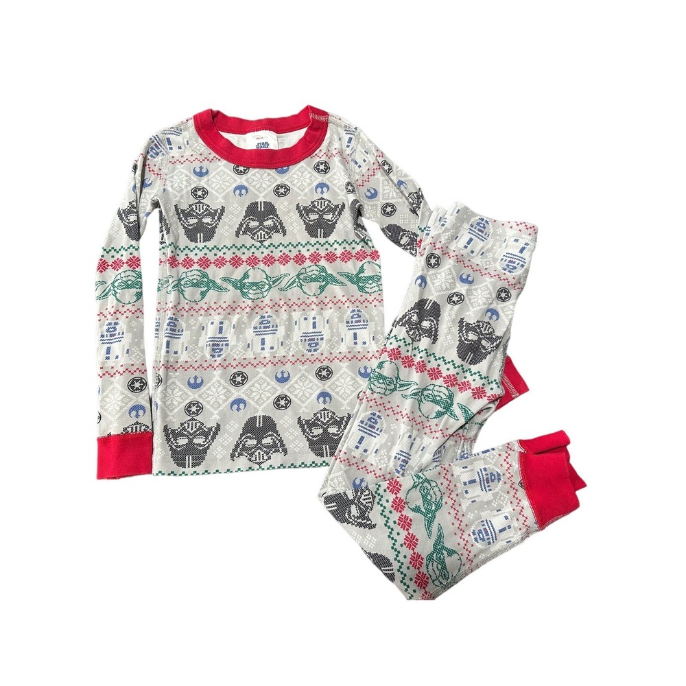 Hanna Andersson Star Wars Fair Isle Christmas Pajamas PJ's Yoda Vader Size 5